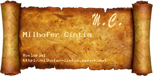 Milhofer Cintia névjegykártya